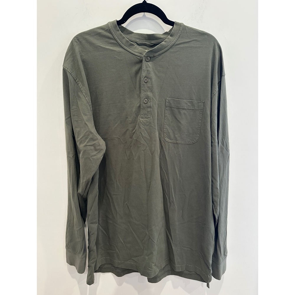 Red Head Brand Co Mens XLT Henley Shirt Long Sleeve Olive Green Cotton Tall